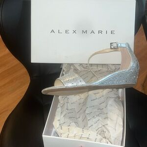 Silver sparkle/rhinestone wedges